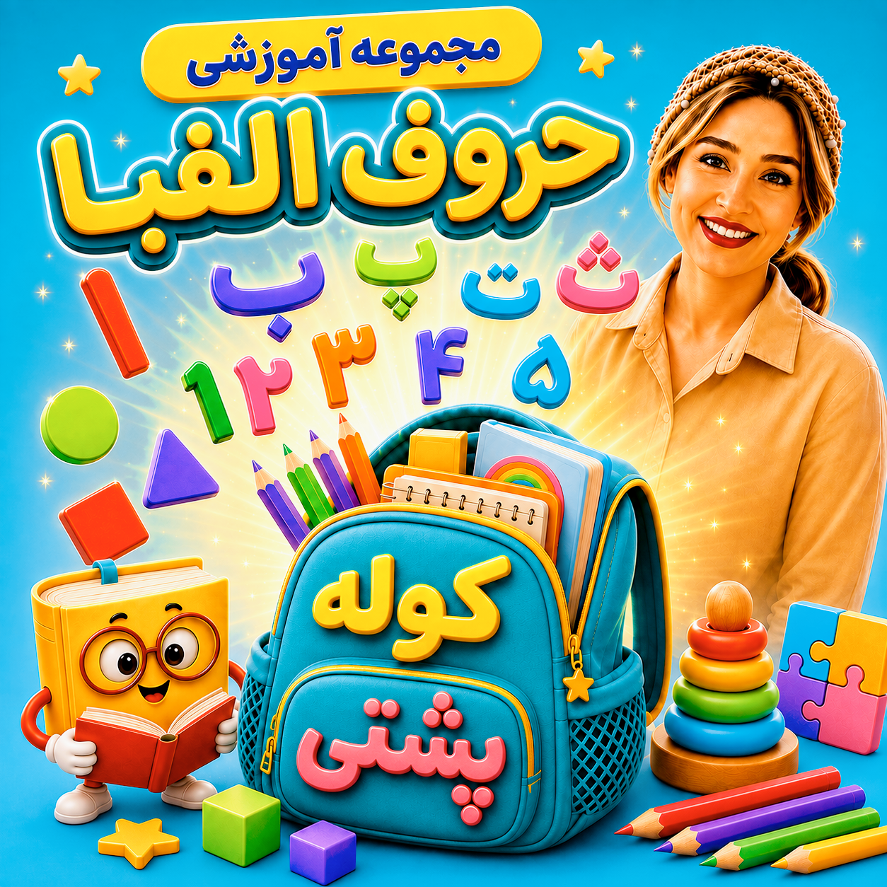مجموعه آموزشی حروف الفبا, اعداد اشکال هندسی و...(مناسب ۵تا۹سال)